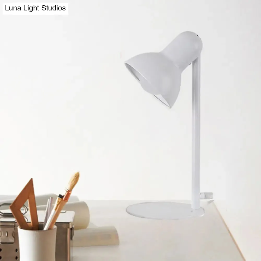 Stylish Black/White Metal Dome Shade Desk Lamp with Standing Bedside Lighting - Loft Design, 1 Bulb