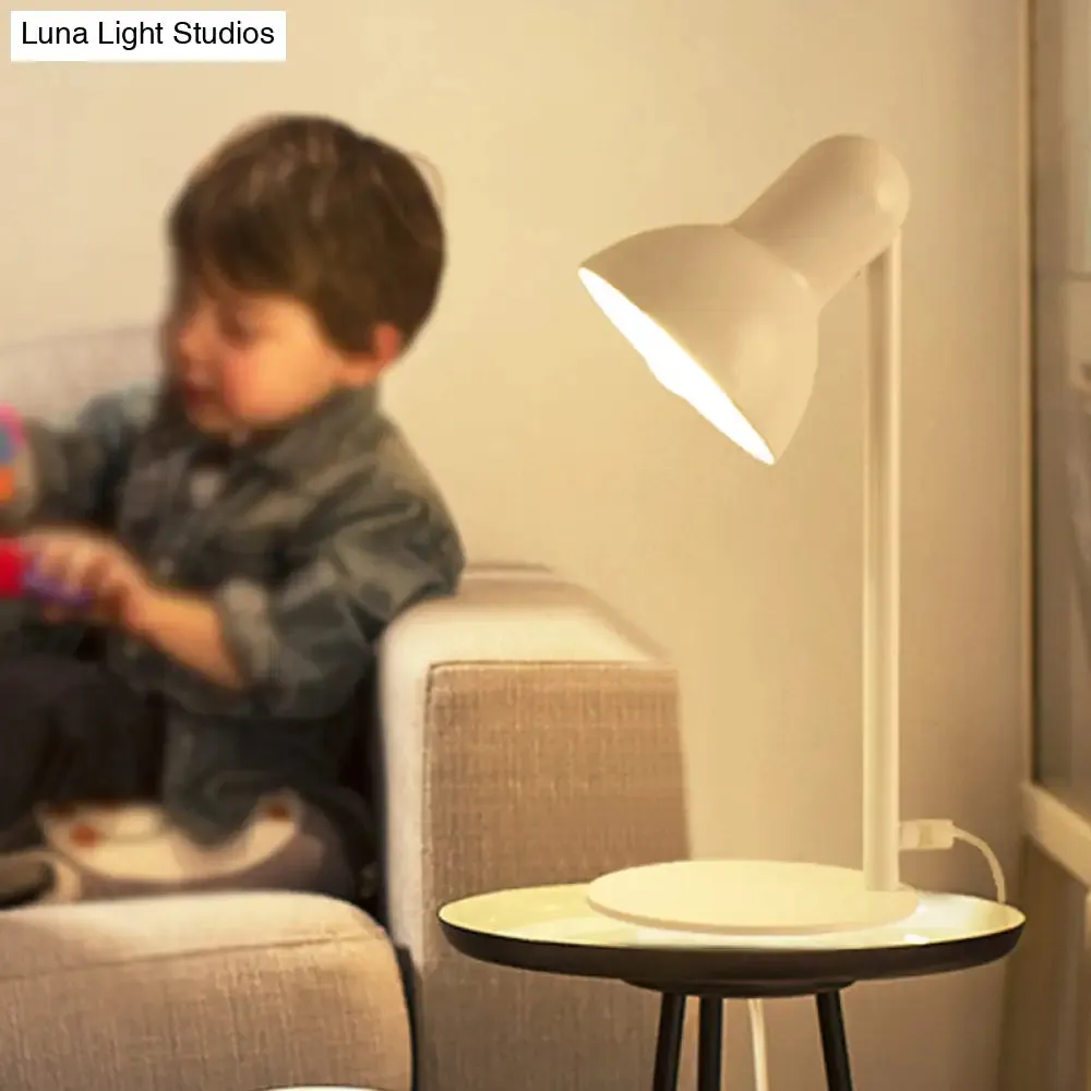 Stylish Black/White Metal Dome Shade Desk Lamp with Standing Bedside Lighting - Loft Design, 1 Bulb