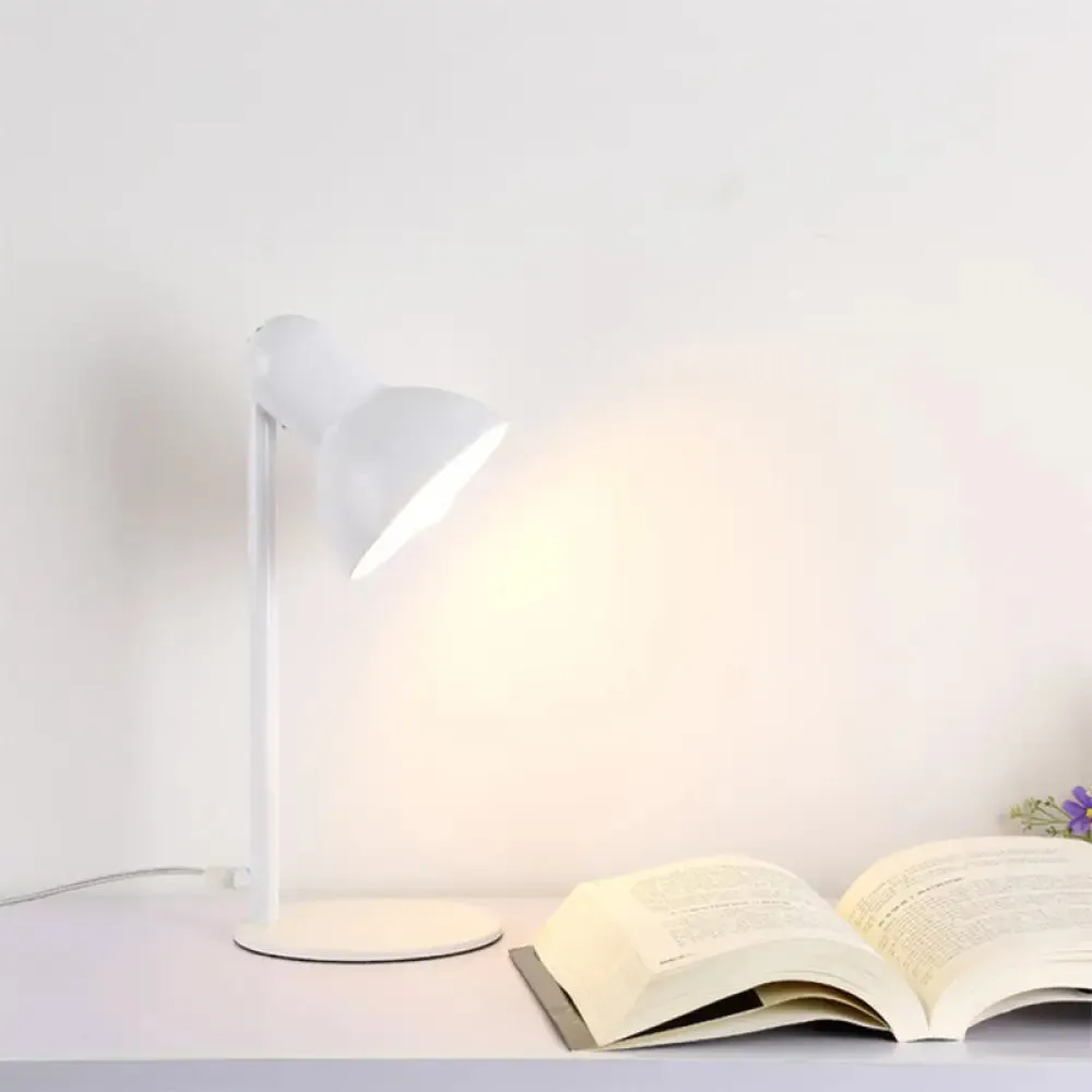 Stylish Black/White Metal Dome Shade Desk Lamp with Standing Bedside Lighting - Loft Design, 1 Bulb