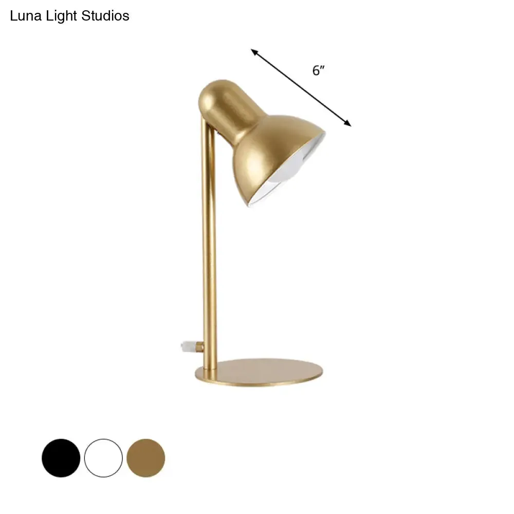 Stylish Black/White Metal Dome Shade Desk Lamp with Standing Bedside Lighting - Loft Design, 1 Bulb