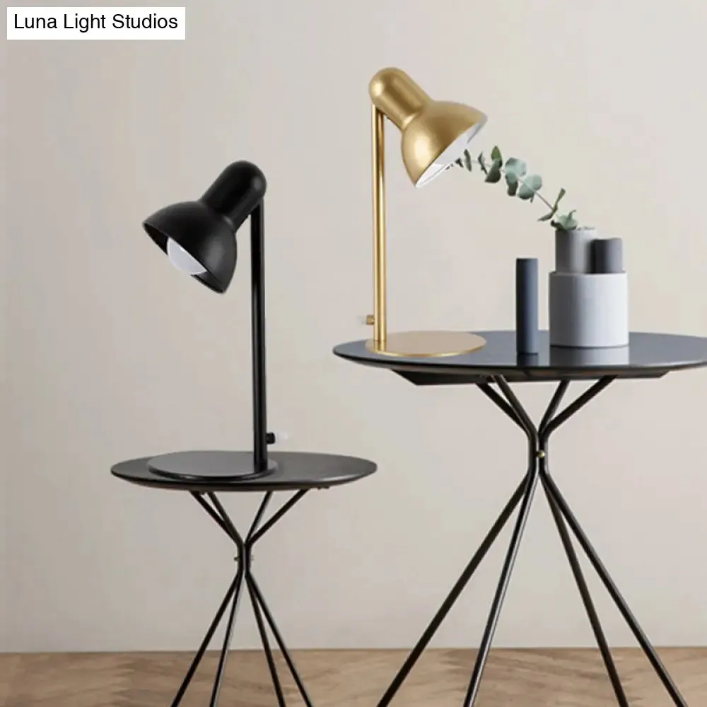 Stylish Black/White Metal Dome Shade Desk Lamp with Standing Bedside Lighting - Loft Design, 1 Bulb