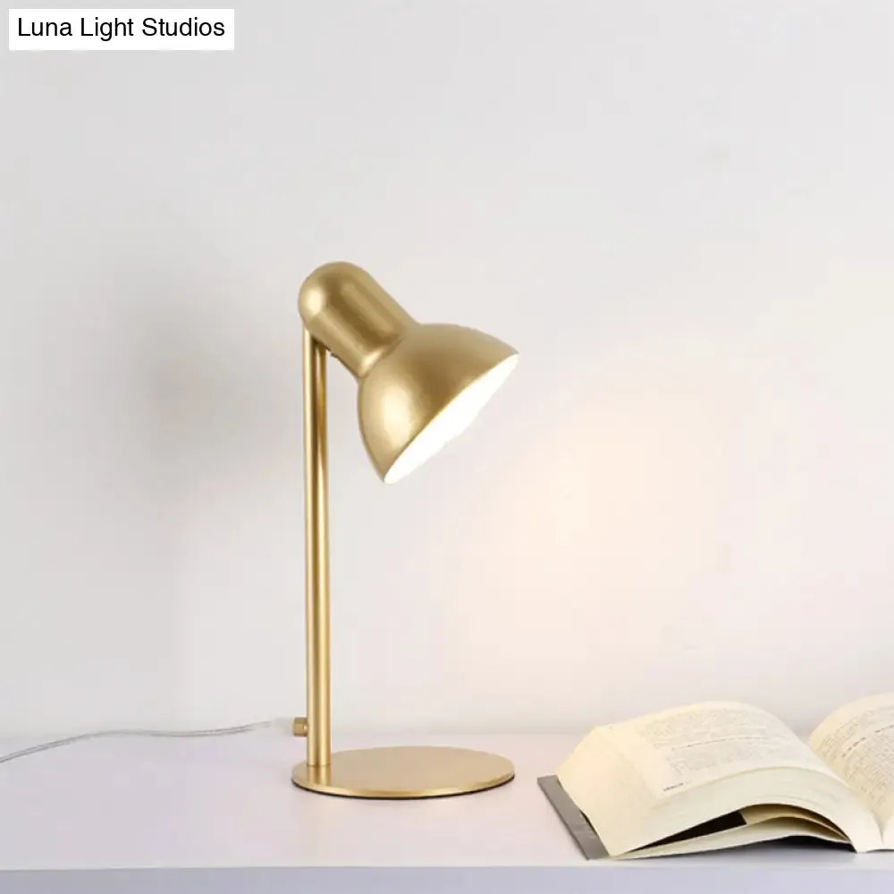 Stylish Black/White Metal Dome Shade Desk Lamp with Standing Bedside Lighting - Loft Design, 1 Bulb