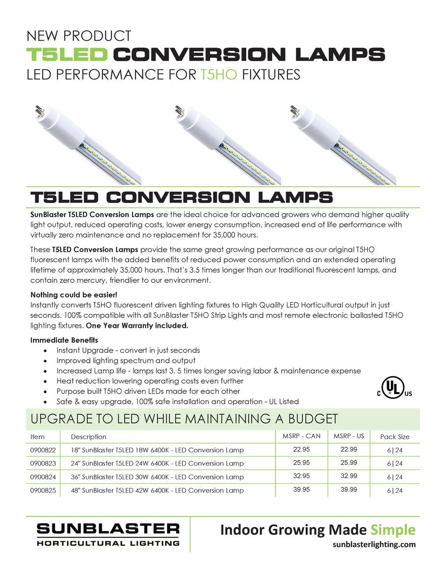 Sun Blaster T5 LED Conversion Bulb 6400K