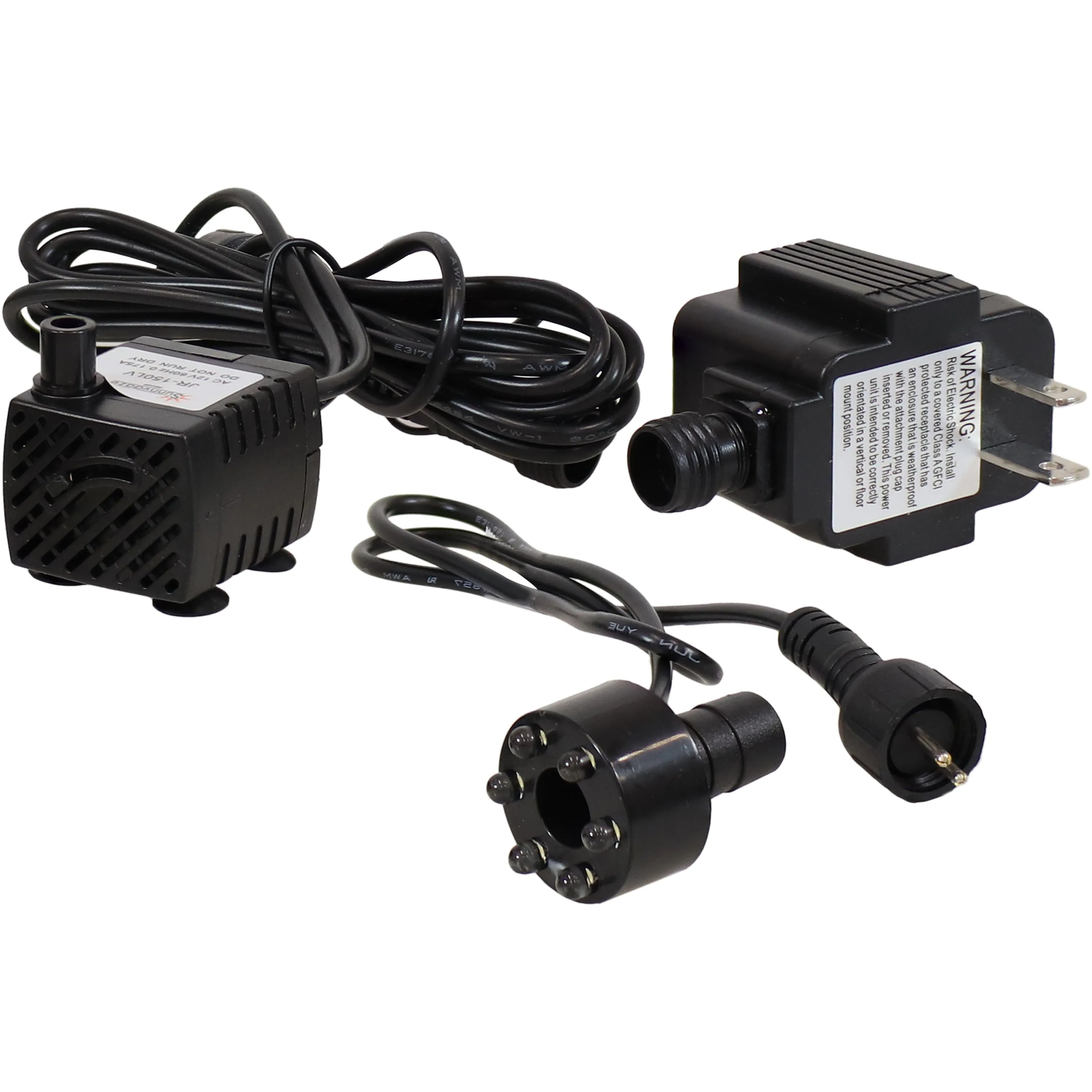 Sunnydaze 12-Volt Electric Fountain Pump with 6 LED Lights - White - 40 GPH