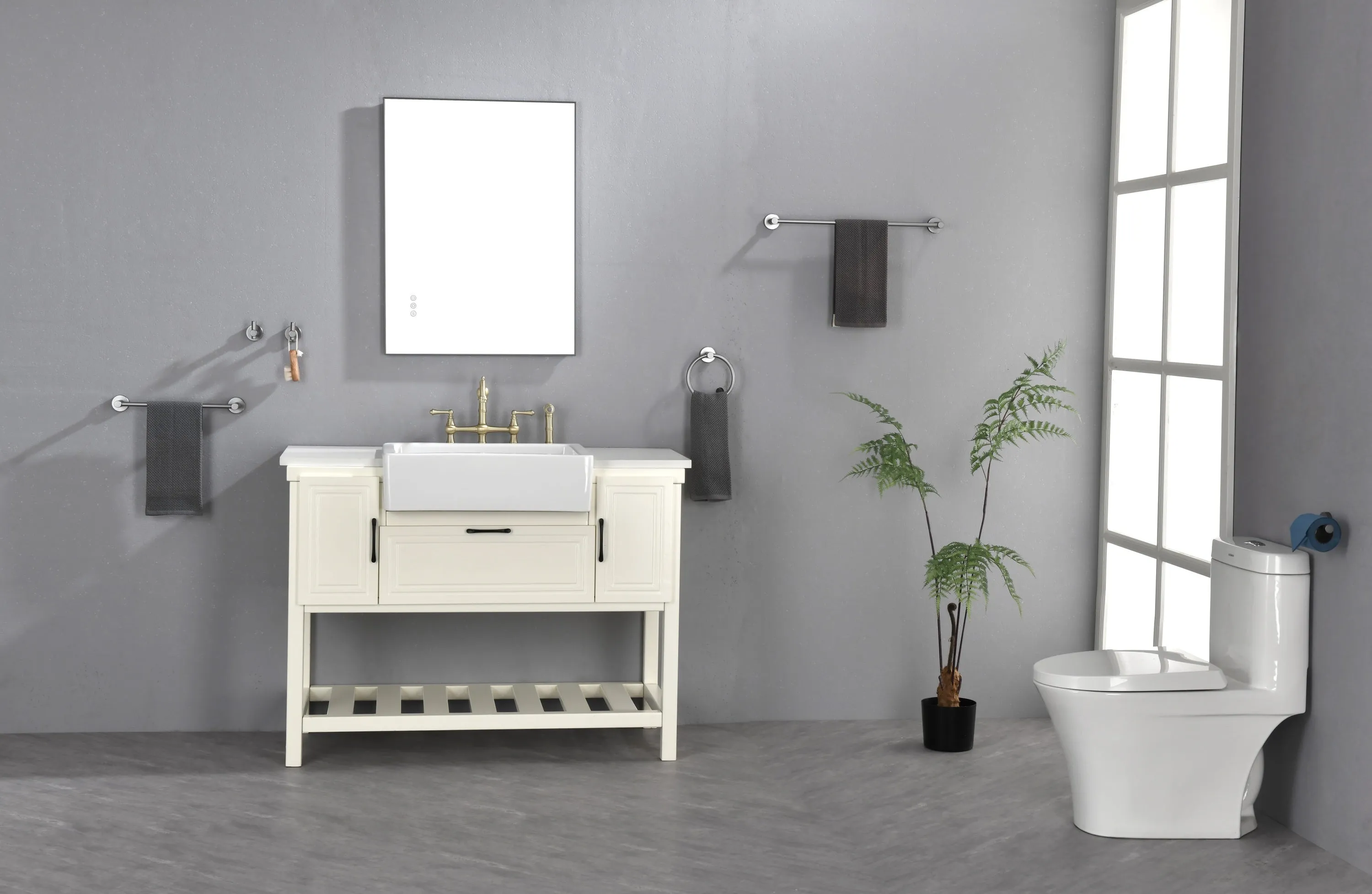 Super Bright Led Bathroom Mirror with Lights,Metal Frame Mirror Wall Mounted Lighted Vanity Mirrors Dimmable Led Mirror for Makeup,Horizontal or vertical/GunGray Metal