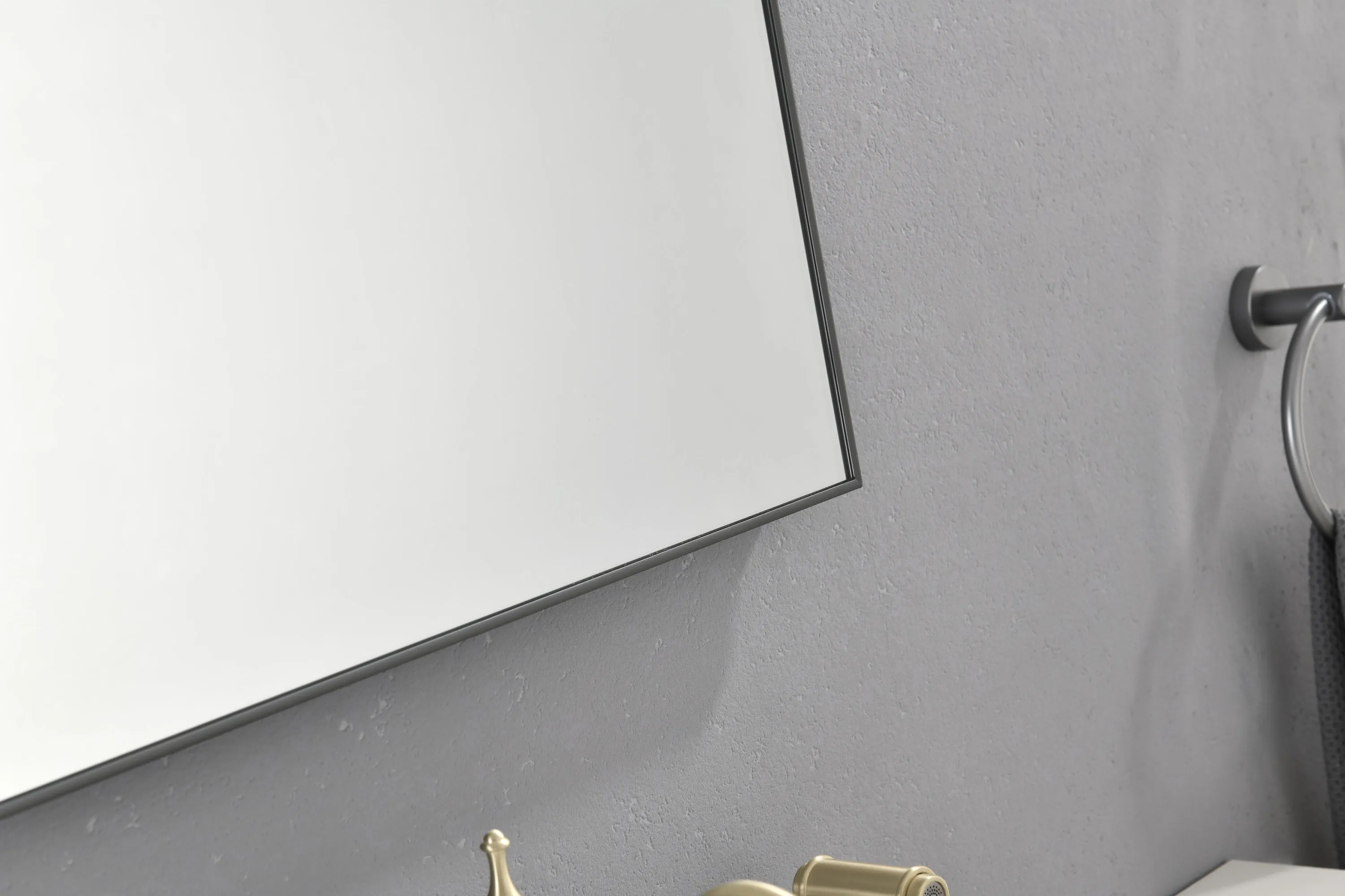 Super Bright Led Bathroom Mirror with Lights,Metal Frame Mirror Wall Mounted Lighted Vanity Mirrors Dimmable Led Mirror for Makeup,Horizontal or vertical/GunGray Metal
