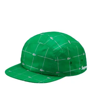 SUPREME X LACOSTE SS18 REFLECTIVE GRID NYLON GREEN CAMP CAP -