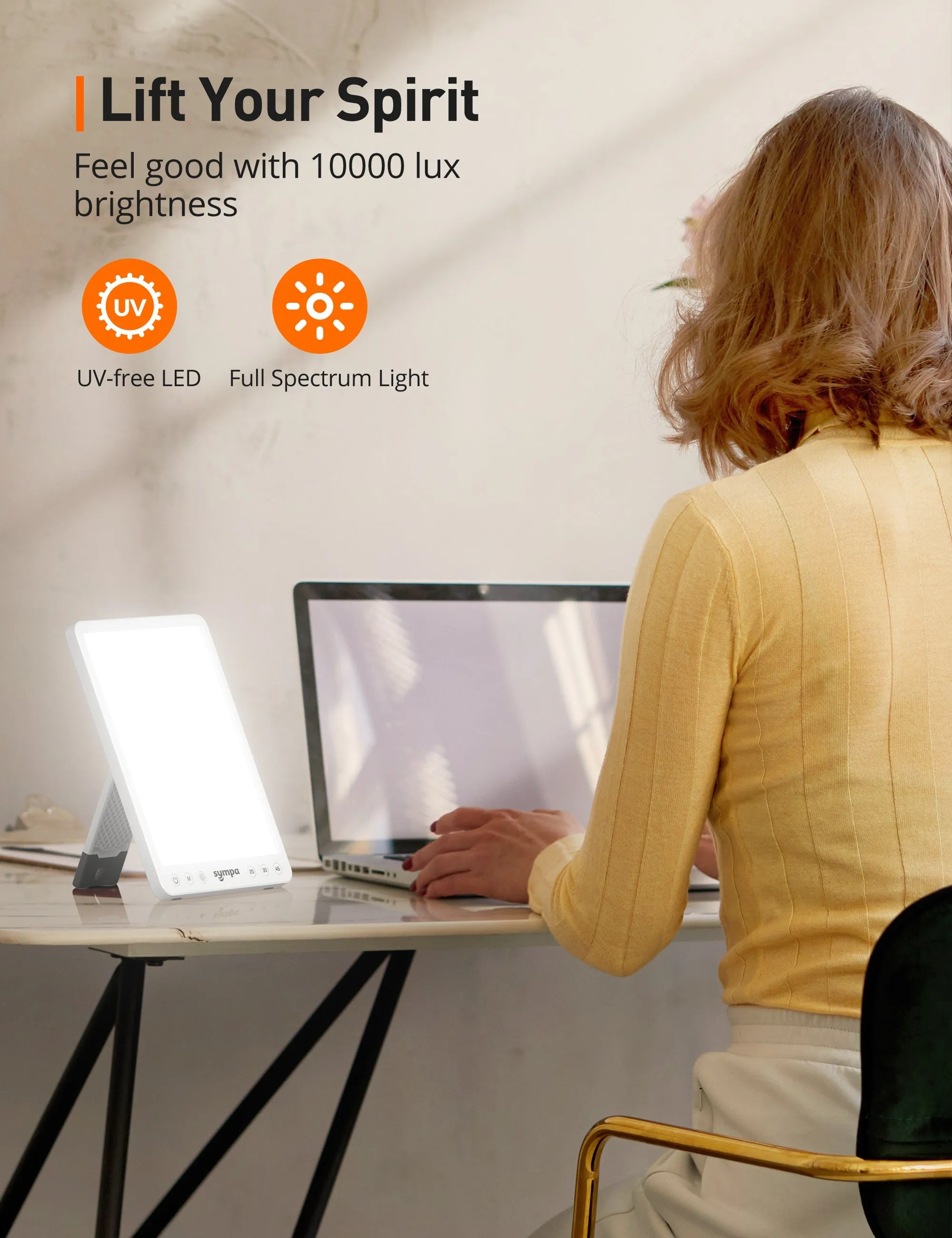 Sympa 10,000 Lux Therapy Light CL033, With 3 Settings