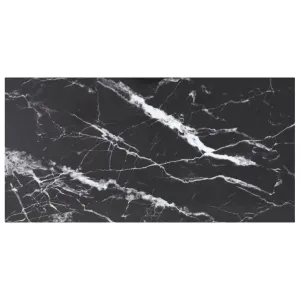 Table Top Black 100x50 cm 6mm Tempered Glass with Marble Design