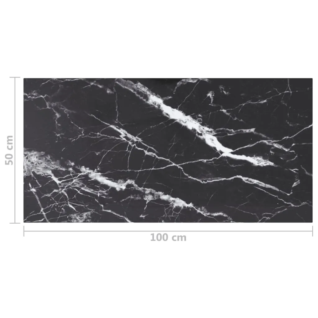 Table Top Black 100x50 cm 6mm Tempered Glass with Marble Design