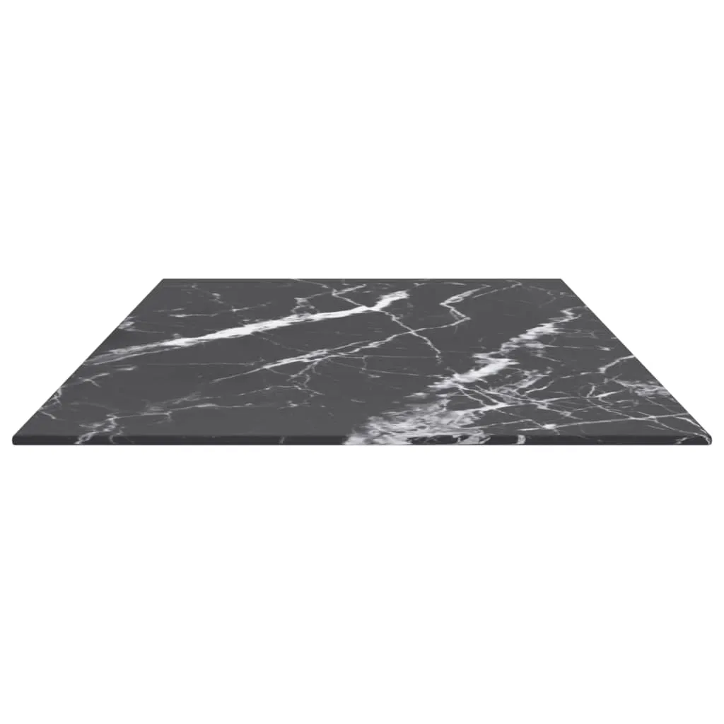 Table Top Black 100x50 cm 6mm Tempered Glass with Marble Design