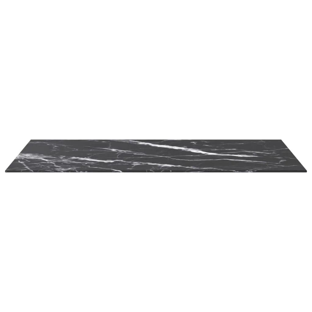 Table Top Black 100x50 cm 6mm Tempered Glass with Marble Design