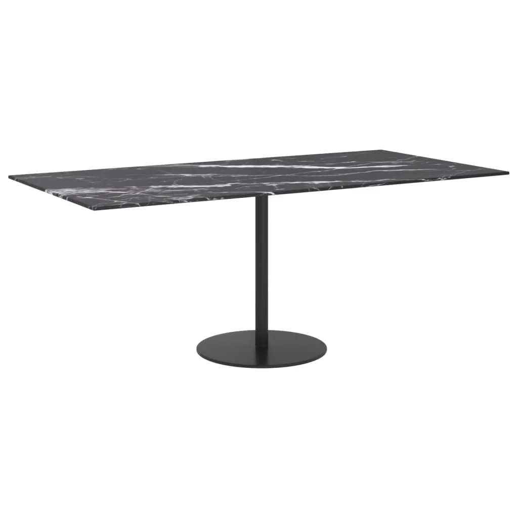Table Top Black 100x50 cm 6mm Tempered Glass with Marble Design