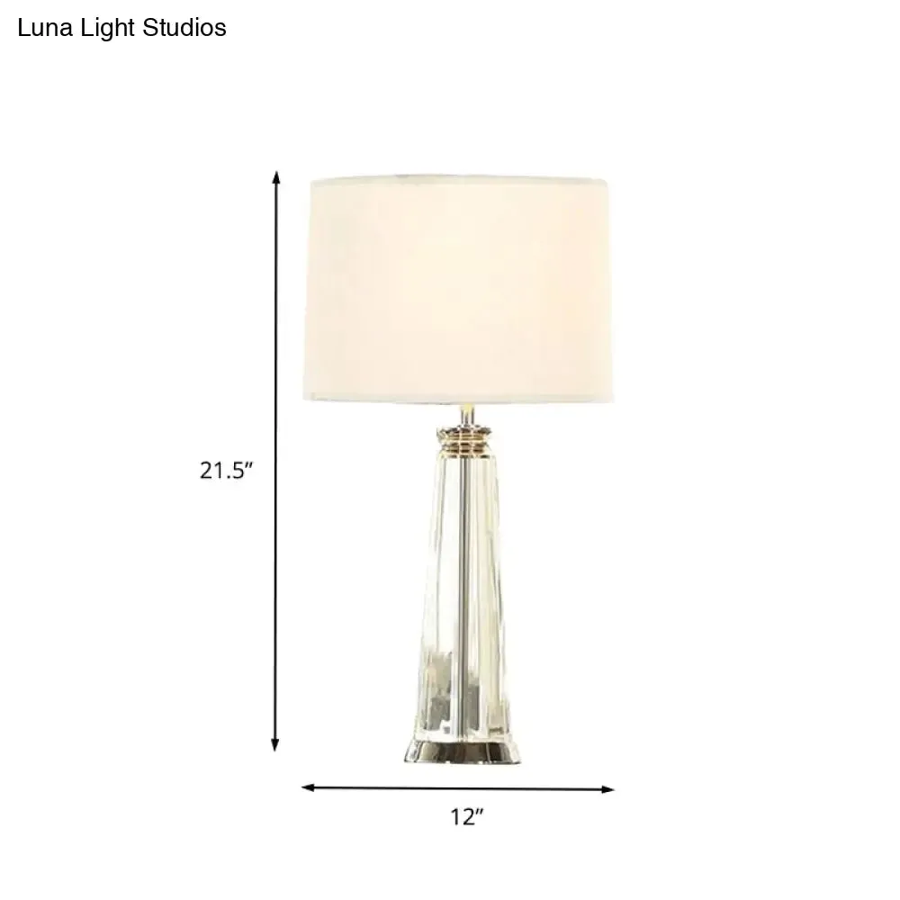 Tapered Table Lamp - Simplicity Clear Crystal - 1 Bulb - White Reading Light - 12"/14" Wide