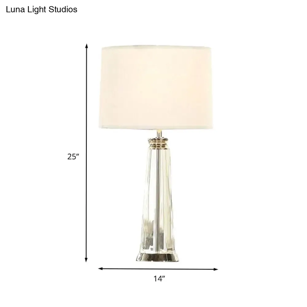 Tapered Table Lamp - Simplicity Clear Crystal - 1 Bulb - White Reading Light - 12"/14" Wide