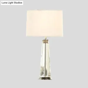 Tapered Table Lamp - Simplicity Clear Crystal - 1 Bulb - White Reading Light - 12"/14" Wide