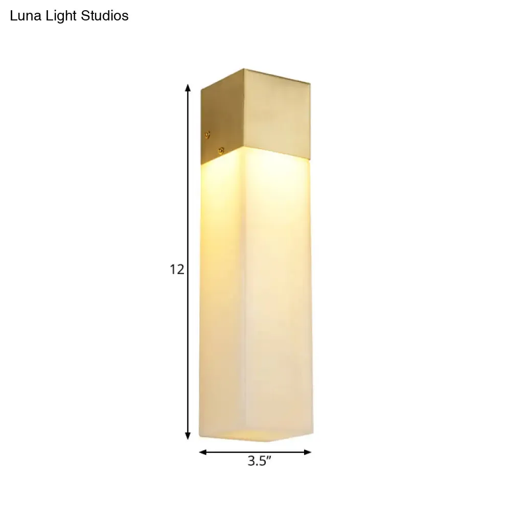 Textured White Resin Wall Light - Minimalist Cuboid Sconce Fixture