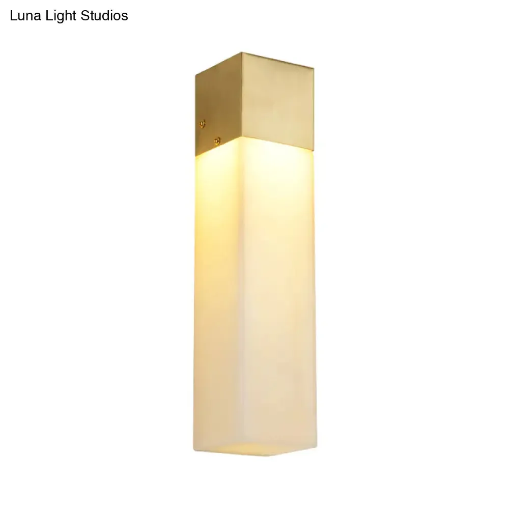 Textured White Resin Wall Light - Minimalist Cuboid Sconce Fixture