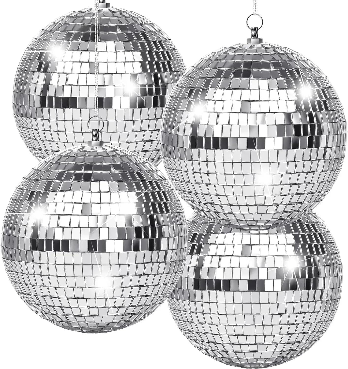 The Decor Affair Set of 4 Mirror Balls for Unforgettable Celebrations - Ideal for Party, Holiday, Wedding, Dance, and Music Festivals Decor (6 Inch, 4 Inch)
