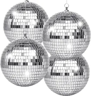 The Decor Affair Set of 4 Mirror Balls for Unforgettable Celebrations - Ideal for Party, Holiday, Wedding, Dance, and Music Festivals Decor (6 Inch, 4 Inch)