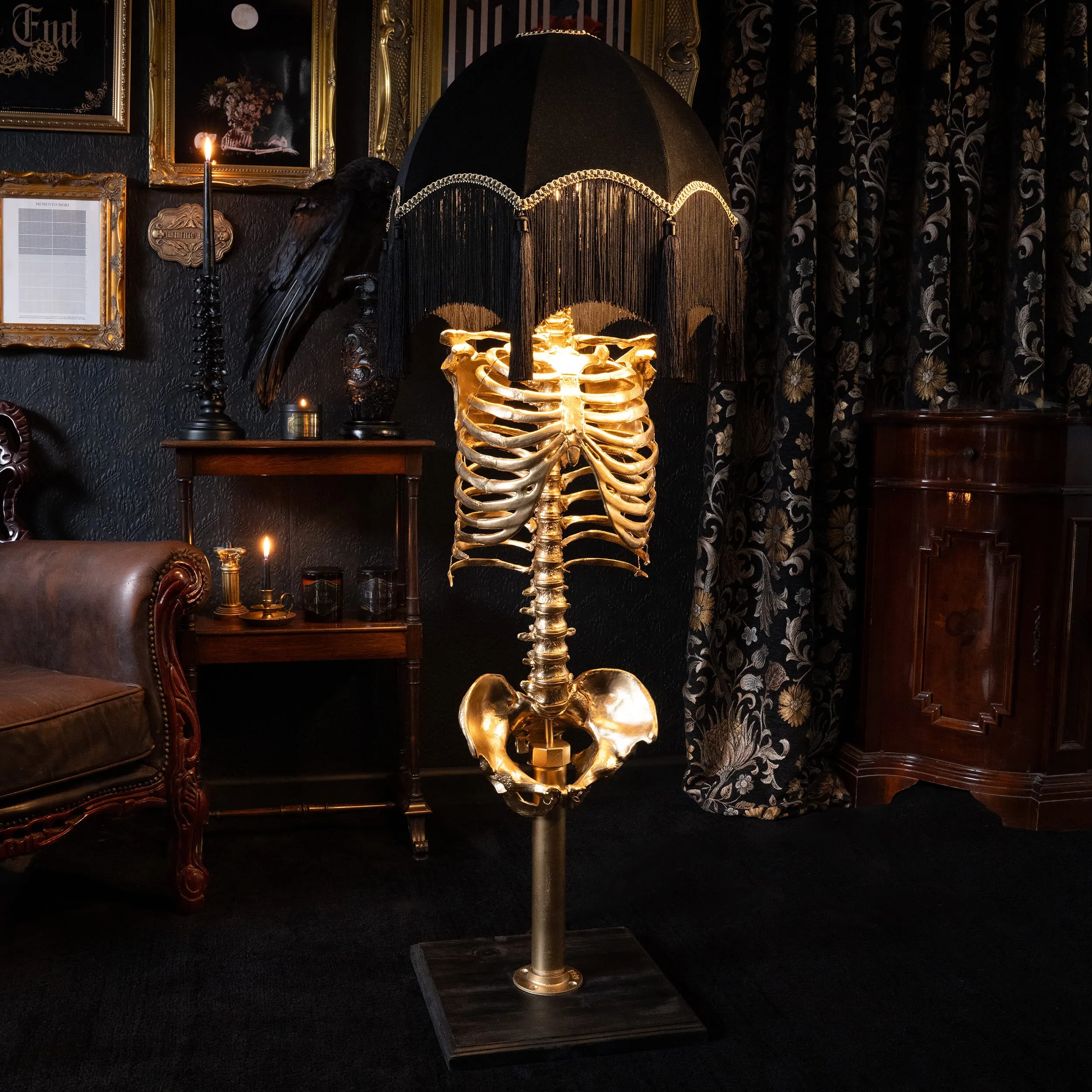 The Gold Skeleton Floor Lamp - Enid Baroque Edition by The Blackened Teeth