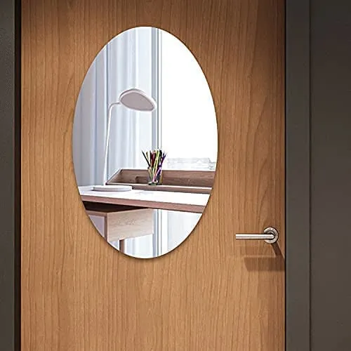 THE MIND VIEWER Unbreakable Plastic Sheet for Bathroom,Drawing Room,Office and Home Decoration New Oval Shape Wall Sticker Mirror (Non-Glass) 27 * 17