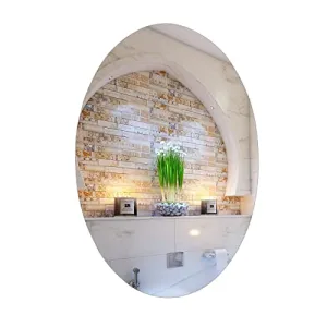 THE MIND VIEWER Unbreakable Plastic Sheet for Bathroom,Drawing Room,Office and Home Decoration New Oval Shape Wall Sticker Mirror (Non-Glass) 27 * 17