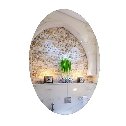 THE MIND VIEWER Unbreakable Plastic Sheet for Bathroom,Drawing Room,Office and Home Decoration New Oval Shape Wall Sticker Mirror (Non-Glass) 27 * 17
