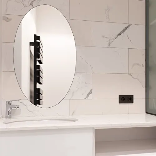 THE MIND VIEWER Unbreakable Plastic Sheet for Bathroom,Drawing Room,Office and Home Decoration New Oval Shape Wall Sticker Mirror (Non-Glass) 27 * 17