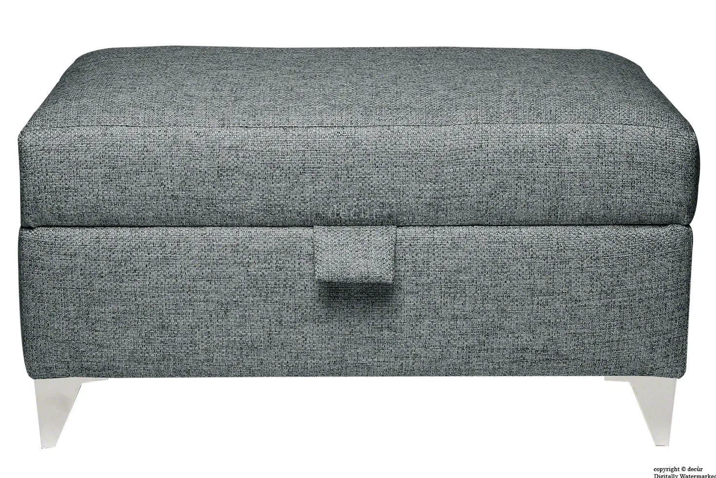 The Revive Chenille Ottoman - Steel