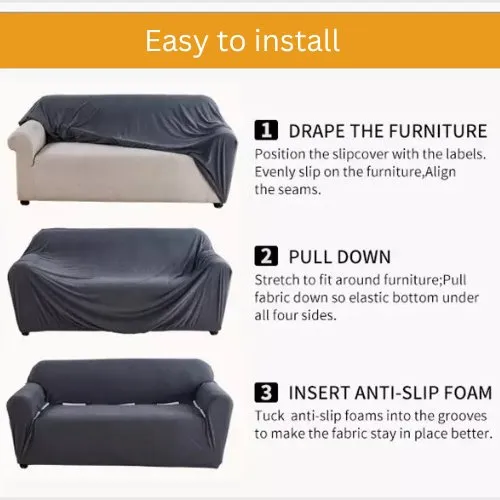 Three Seater Stretchable Sofa Cover, Floral and Leaves Design.