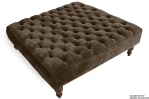 Tiffany Buttoned Chenille Footstool Large - Brown with Optional Storage