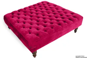 Tiffany Buttoned Chenille Footstool Large - Pink with Optional Storage