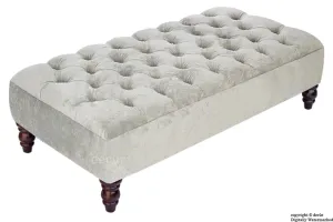 Tiffany Buttoned Chenille Footstool - Silver Grey with Optional Storage
