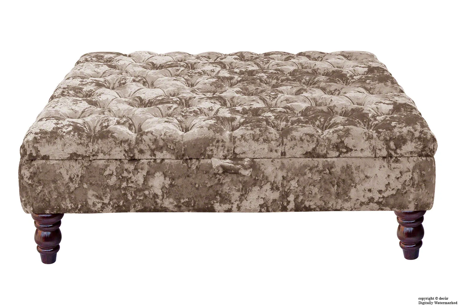 Tiffany Buttoned Crushed Velvet Footstool Large - Charm with Optional Storage