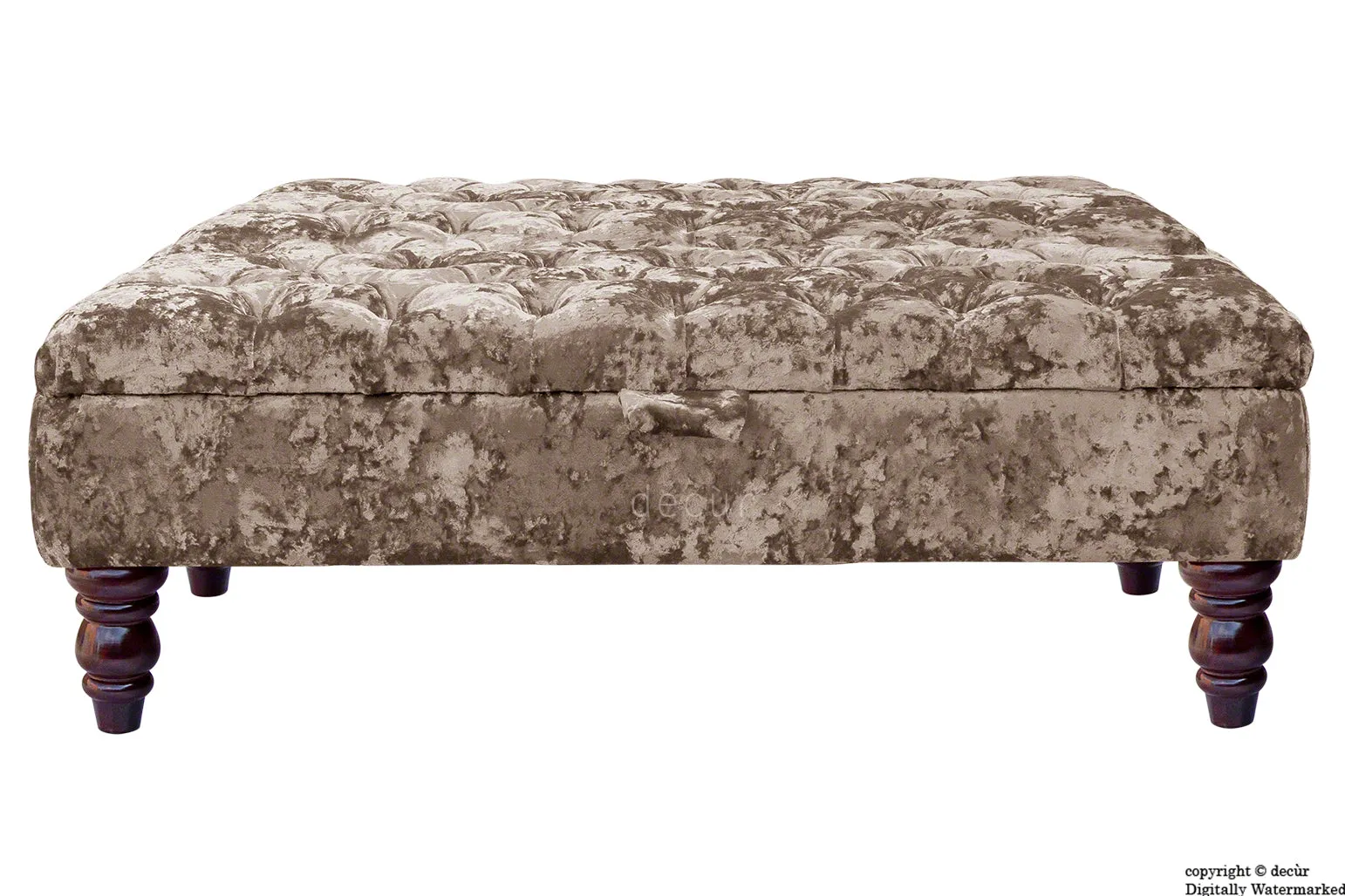 Tiffany Buttoned Crushed Velvet Footstool Large - Charm with Optional Storage