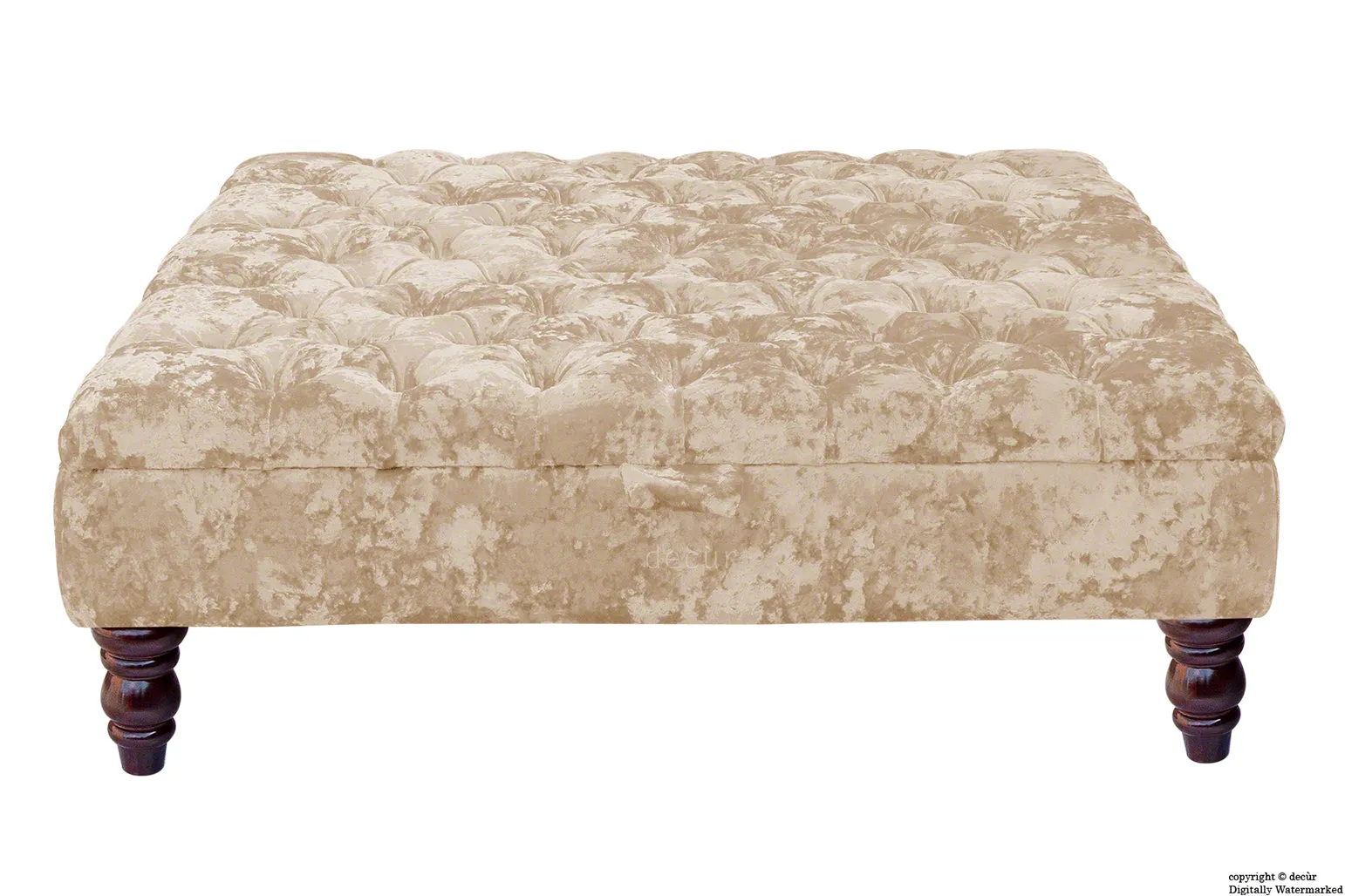 Tiffany Buttoned Crushed Velvet Footstool Large - Elder with Optional Storage