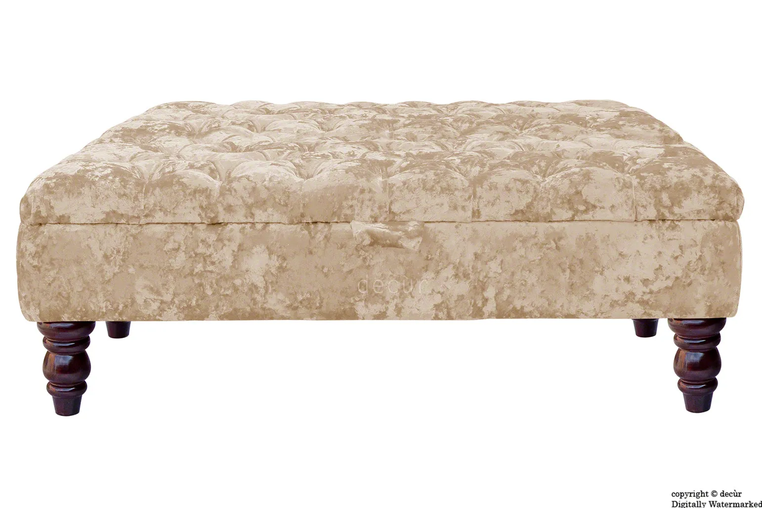 Tiffany Buttoned Crushed Velvet Footstool Large - Elder with Optional Storage