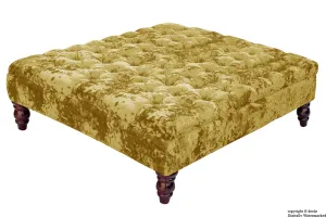 Tiffany Buttoned Crushed Velvet Footstool Large - Gilded with Optional Storage