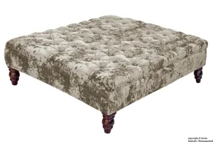 Tiffany Buttoned Crushed Velvet Footstool Large - Jade with Optional Storage