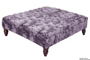 Tiffany Buttoned Crushed Velvet Footstool Large - Lavender with Optional Storage