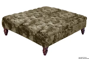 Tiffany Buttoned Crushed Velvet Footstool Large - Liquer with Optional Storage