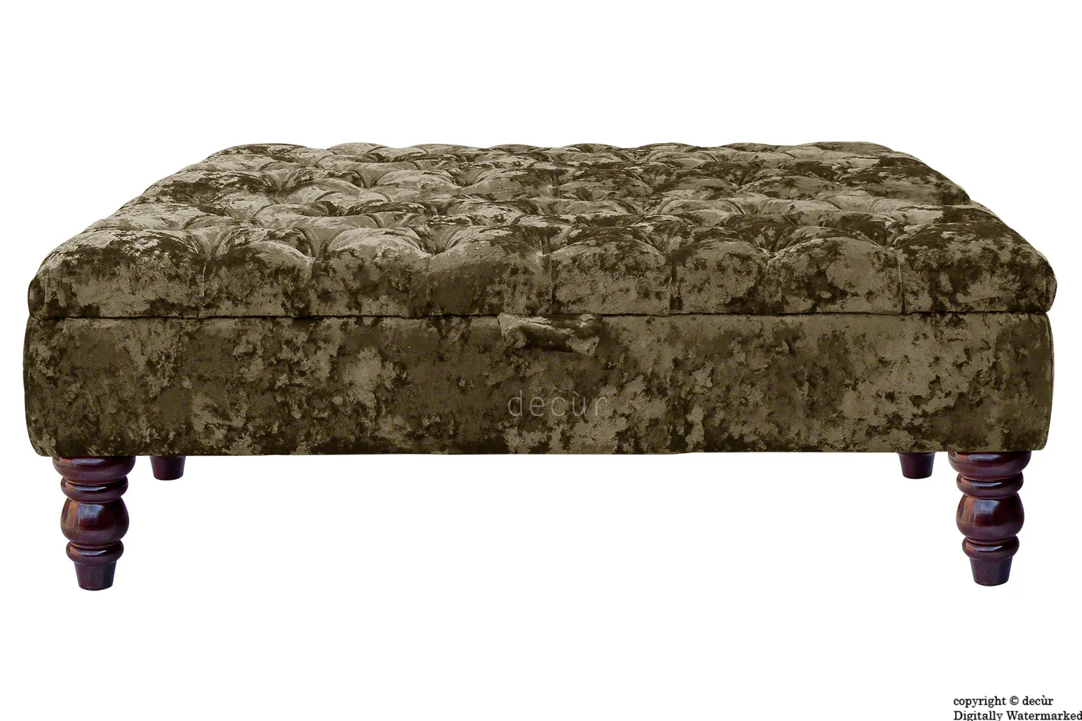 Tiffany Buttoned Crushed Velvet Footstool Large - Liquer with Optional Storage