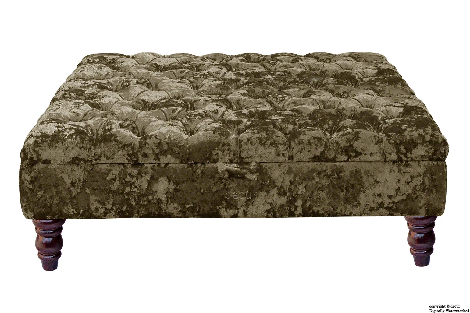 Tiffany Buttoned Crushed Velvet Footstool Large - Liquer with Optional Storage
