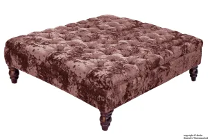Tiffany Buttoned Crushed Velvet Footstool Large - Magenta with Optional Storage