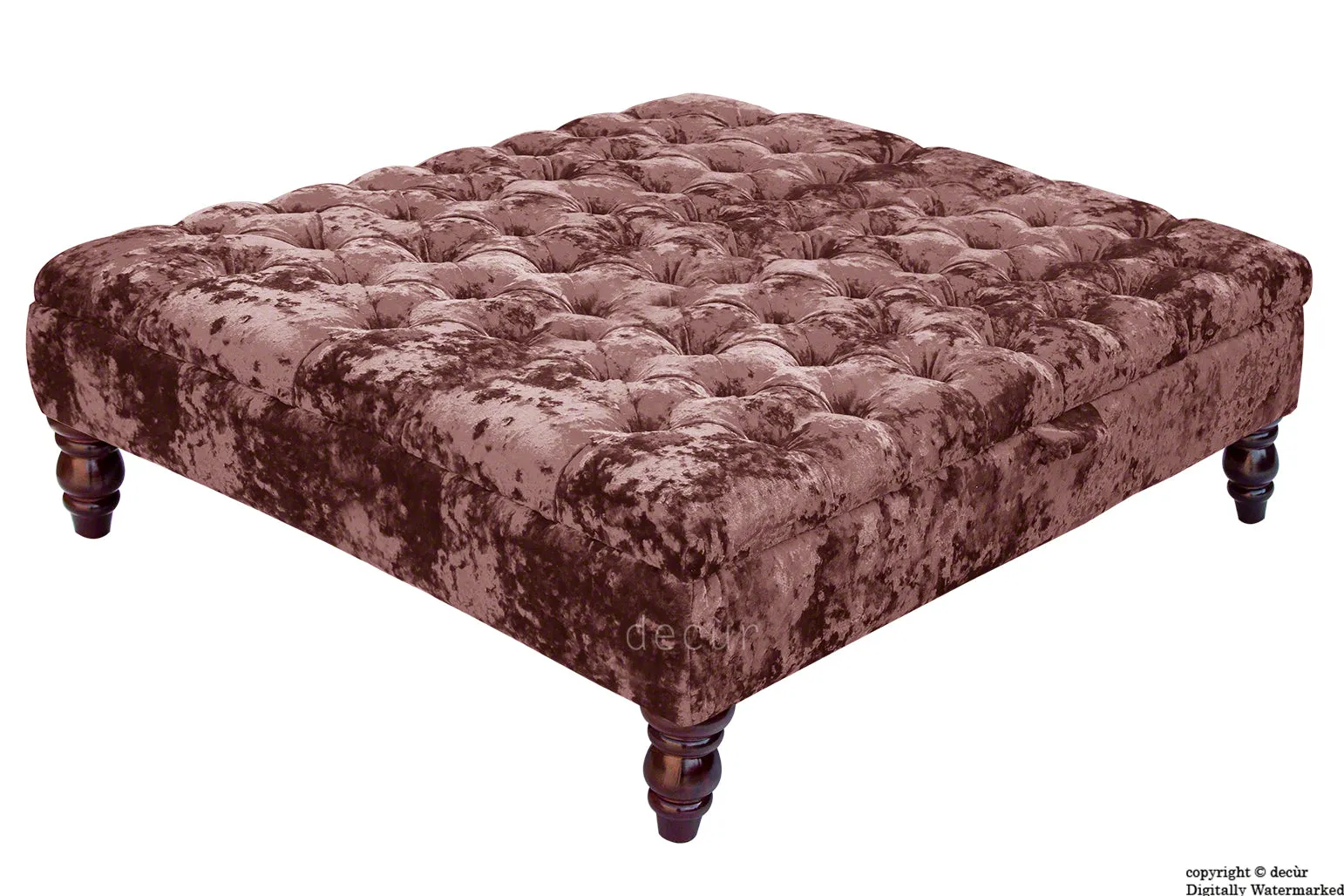 Tiffany Buttoned Crushed Velvet Footstool Large - Magenta with Optional Storage
