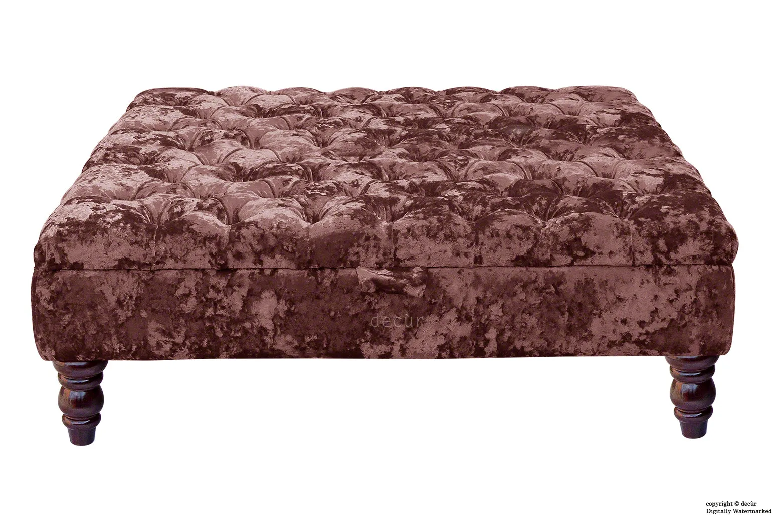 Tiffany Buttoned Crushed Velvet Footstool Large - Magenta with Optional Storage