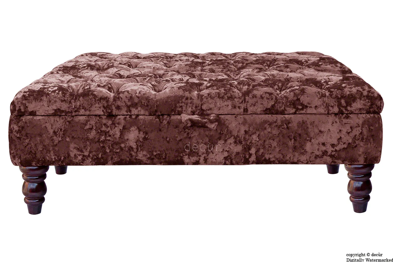 Tiffany Buttoned Crushed Velvet Footstool Large - Magenta with Optional Storage