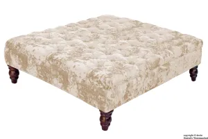 Tiffany Buttoned Crushed Velvet Footstool Large - Vapour with Optional Storage