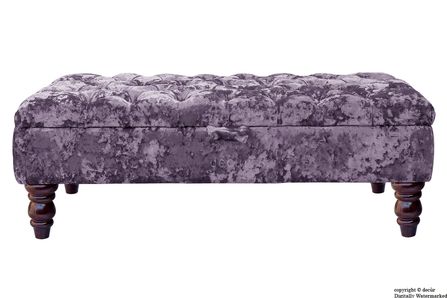 Tiffany Buttoned Crushed Velvet Footstool - Lavender with Optional Storage
